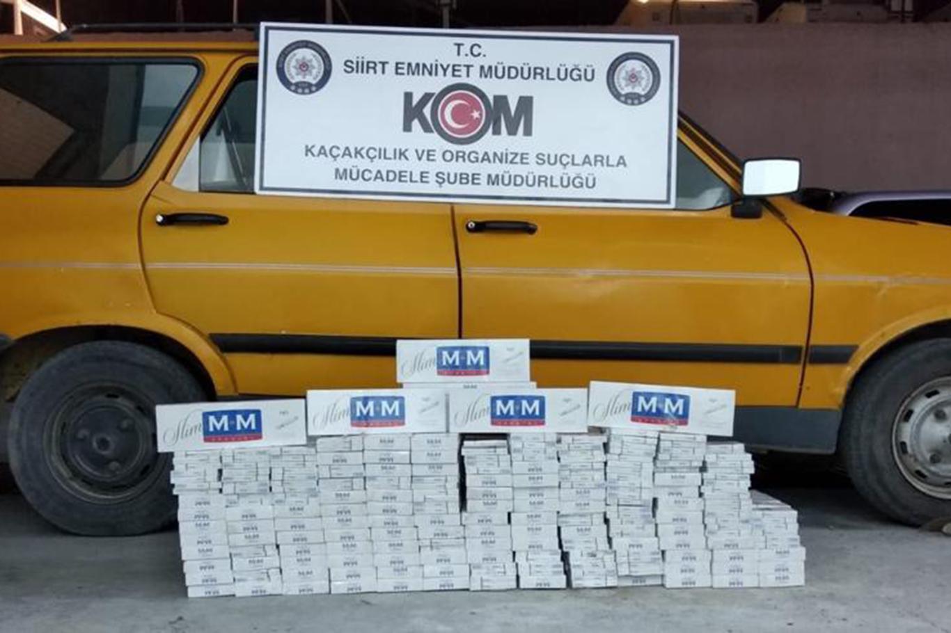 Siirt'te bin 600 paket gümrük kaçağı sigara ele geçirildi